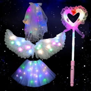 Ailes d'ange lumineuses pour enfants, accessoires de déguisement pour filles, elfes et fées, performance photo-cosplay, décoration dorsale pour adultes, lumineuses - Product Image 3