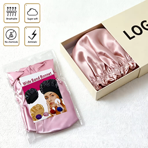 Bonnet en satin le plus vendu en gros, bonnet en soie avec large bande élastique douce pour dormir, bonnet de douche pour cheveux bouclés, bonnet de nuit - Product Image 6