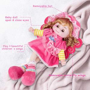 NOUVEAU Poupée bébé douce avec des yeux qui s'ouvrent et se ferment et des cheveux, jouet en peluche avec des <span class=keywords><strong>chansons</strong></span>, des ailes de papillon, excellent cadeau - Product Image 2