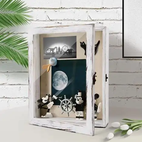 8x10inch Shadow Box Frame with Linen Back Sturdy Rustic Memory Display Case of Flower Pictures