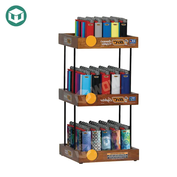 Supermarket Promotion Lighter Display Stand Point of Sale Wooden Displays PLV Perfume with Low Price