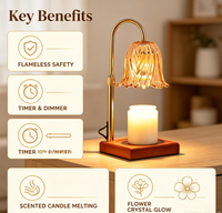 Lampe chauffe-bougie électrique dorée avec minuterie, pour bougies parfumées