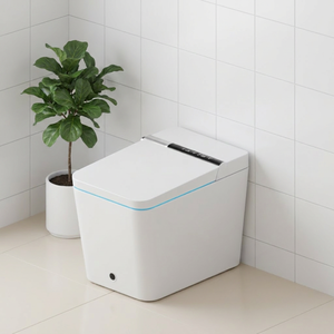 WC intelligent carré de haute qualité avec télécommande, siège chauffant, bidet, évacuation en P, affichage LED - Montage au sol - Product Image 1