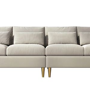 Italiaanse moderne stijl Dubai lichte luxe fluwelen capitonné bankstel woonkamer gebogen huis meubilair 1+2+3 - Product Image 6