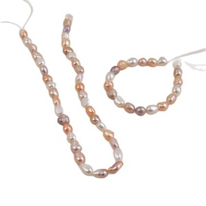 Bracelet et collier en perles d'eau douce naturelles de 8 à 9 mm, perles semi-finies de forme baroque de couleur bonbon, perles légères à deux faces - Product Image 3