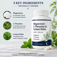 Comprimés de Magnésium, L-Théanine et Mélisse |   Complément alimentaire pour la détente et la relaxation |   Marque privée OEM