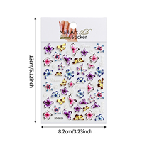 Autocollants pour ongles en forme de papillon et de fleurs en relief 5D, autocollants pour ongles floraux colorés, décorations pour ongles, vente en gros pour la manucure