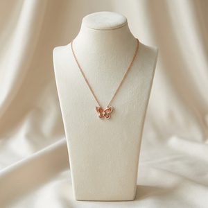 สินค้าใหม่ล่าสุด สร้อยคอผีเสื้อทองคำแท้ 14K ดีไซน์ร่วมสมัย แกะสลักด้วยเครื่อง CNC ประดับเพชรทรงกลมเจียระไนแบบบริลเลียนท์  เครื่องประดับคุณภาพสำหรับผู้หญิง เหมาะสำหรับเป็นของขวัญ - Product Image 5