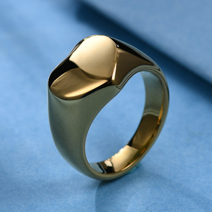 Heart-Shaped Stainless Steel <b>Ring</b> 12mm Gold Unisex Jewelry Gift - Product Image 2