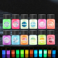 Poudre phosphorescente en titane pour nail art, pigment phosphorescent en résine époxy, 12 couleurs, 20g/pot