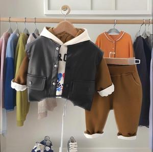 Vente en gros 2025 Smart Casual 3 pièces soutien personnalisable garçons automne et hiver <span class=keywords><strong>gilet</strong></span> en cuir doublé polaire - Product Image 3