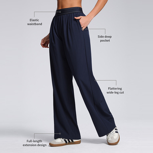 <span class=keywords><strong>Pantaloni</strong></span> Sportivi da <span class=keywords><strong>Donna</strong></span> con Logo Personalizzato, Elastico in Vita, Elasticizzati in Quattro Direzioni, Asciugatura Rapida, Casual, Larghi, a Gamba Dritta, per Yoga - Product Image 1