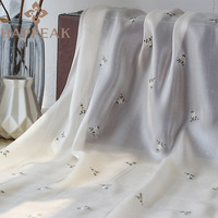 Tissu en satin brodé de fleurs délicates HAPPEAK, tissu en mousseline de soie brillant pour robe femme