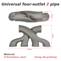 Nouveauté ING Acier inoxydable 316 Imprimé en 3D Tuyau en Z universel à 4 sorties pour C8 Z06 LT6 5.5L 2023+ |   Tuyau intermédiaire à haut débit en gros
