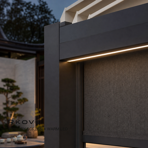 Pérgola independiente de 5x5m con lamas orientables, una pantalla ZIP y luz LED cálida, para patio privado y jardín de té cultural - Product Image 2