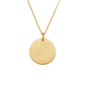 Haute qualité 925 <span class=keywords><strong>argent</strong></span> Sterling 14K/18K plaqué or Vermeil mode bijoux fins gravables blancs disque <span class=keywords><strong>collier</strong></span> pour les femmes - Product Image 1