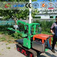 Zelfrijdende rupsband fruitplukker, crawler-type boomenschudmachine voor olijven, noten, amandelen en ander fruit en meer
