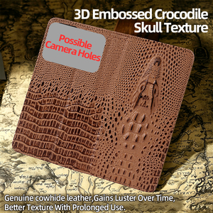 Étui à rabat en cuir véritable de luxe avec tête de crocodile, antichoc et protecteur pour <span class=keywords><strong>Samsung</strong></span> Galaxy S26 Ultra S25 S24 Plus, personnalisé - Product Image 2