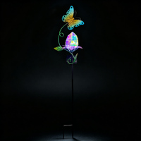 Lampe solaire LED papillon irisée pour jardin, étanche, prismatique, pour allée, éclairage paysager en métal, IP44, vente en gros