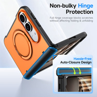 Étui de téléphone magnétique pliable de luxe à triple protection avec rotation à 360° °   Support rotatif pour anneau, couvercle de charnière antichoc pour iPhone Duo Cover