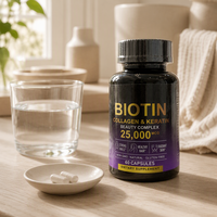 25 000 mcg Biotine Collagène Kératine Complexe de Beauté en Capsules 60 Capsules Marque Privée OEM ODM