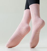 Chaussettes de yoga et de fitness en coton de haute qualité avec logo personnalisé, antidérapantes, en silicone, pour femmes, chaussettes de sport