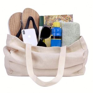 Sac fourre-tout personnalisé avec logo imprimé, en toile de coton biologique, grand format, pour la plage, les cadeaux, le shopping, avec poignées en corde, pliable, personnalisable par sublimation - Product Image 4