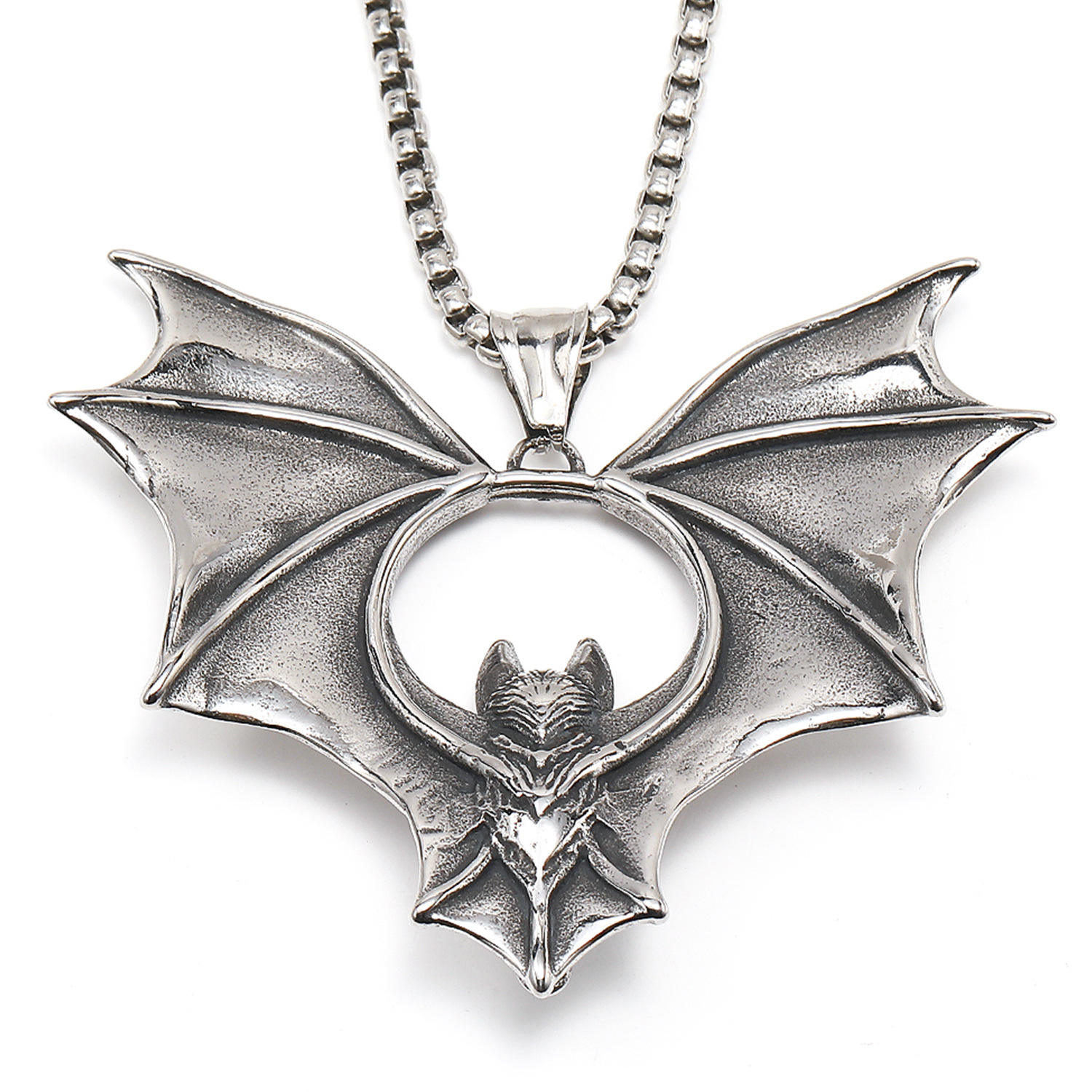 Vintage Gothic Mens Jewelry Stainless Steel Bat Pendants