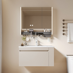 New bathroom cabinet combination ceramic integrated basin multi-functional <b>mirror</b> cabinet wash basin - Product Image 2