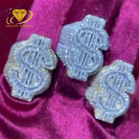 Bague glacée Dollar Money Sign Design Buste Down Fine Jewelry 925 Sterling Silver Hip Hop Iced Out Moissanite Stone Men Ring