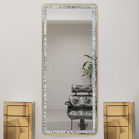 Miroir sur pied intelligent à écran tactile pleine longueur pour salon de coiffure, idéal pour la permanente et la coloration des cheveux, miroir diamant pour salon de coiffure