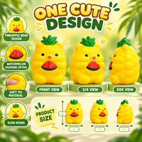 En gros, Jouet Squishy en PU à remontée lente, Ours Ananas et Pastèque Mignonne, Doux à câliner, Anti-stress