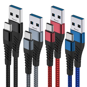 สายดาต้า USB-A/Type-C แบบถักหุ้ม PVC พร้อมตัวนำทองแดงแท้ สำหรับ <span class=keywords><strong>IOS</strong></span> และโทรศัพท์มือถือ รองรับการชาร์จเร็ว 3A ความยาว 1 เมตร - Product Image 2