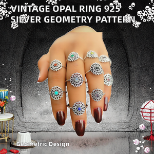 <b>925</b> Sterling <b>Silver</b> Plated Vintage Women's Gemstone <b>Ring</b> Inlaid Geometry Pattern Anniversary Gemstone Handmade Fine Jewelry <b>Ring</b> - Product Image 2