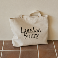 Tas Tote Kanvas Katun Cetak Kustom Gaya London Sunny Bahan Tebal untuk Wanita Hadiah Perjalanan Santai Jalan-Jalan