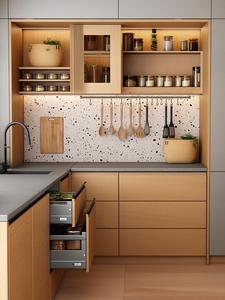 Armoires modernes Bois de hêtre <span class=keywords><strong>massif</strong></span> Texture grain naturel Charnières à fermeture souple Option d'assemblage bricolage - Product Image 3