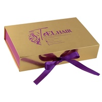 Boîte à perruque de luxe OEM/ODM dorée magnétique pliable pour extensions de cheveux, avec emballage personnalisé et logo