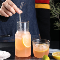 Bouteille d'eau de sport de grande capacité personnalisée en verre résistant à la chaleur avec couvercle Ensemble bouilloire pour une personne à boire froide Théière Verre