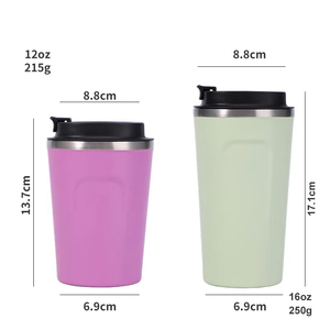 环保不锈钢16盎司旅行咖啡杯新款双壁真空绝缘带盖不倒翁杯 - Product Image 3