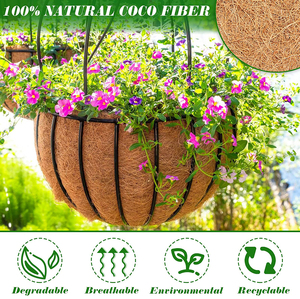 Hot Sale Metal Wire <strong>Baskets</strong> with 8 Inch Coco Liner <strong>Hanging</strong> Pots for Plants <strong>Indoor</strong>, <strong>Hanging</strong> Flower Pots for Railings - Product Image 5