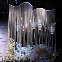 LANJO Rideau de plafond luxueux et romantique en PVC avec perles de cristal, chaîne suspendue, cordon à pampilles, décoration de mariage personnalisée