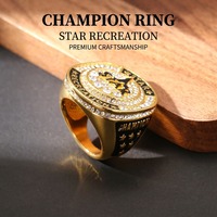 Bague de championnat personnalisée pour basketball, football, hockey – Bague de champion avec nom d'équipe, année, numéro et pierres latérales – Cadeau de récompense sportive