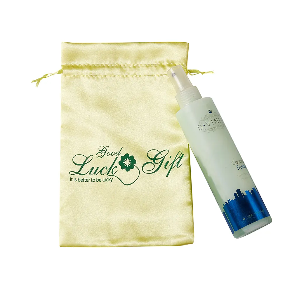 Bolsa de peruca de extensão de cabelo de cetim personalizada com cordão de borla e bolsa de joias para presente com logotipo