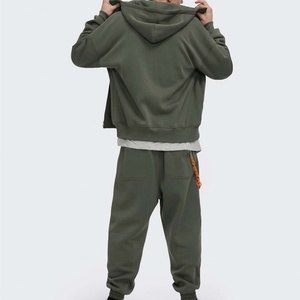 Men's Windproof <b>Hoodie</b> and Sweatshirts Causal Blanket Full <b>Zip</b> up <b>Hoodie</b> Custom Logo Congaroo <b>Pocket</b> Drop Shoulder <b>Hoodie</b> Jacket - Product Image 4