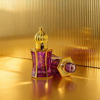 Flacon de luxe arabe de 8 ml en verre hexagonal mat électroplaqué pour huile essentielle, avec bouchon à vis, idéal pour l'attar.