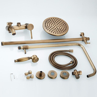 Ensemble de douche en laiton de style européen, finition brossée moderne, robinet de salle de bain de luxe avec barre coulissante, montage mural, eau chaude et froide