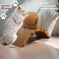 Griffoir vertical pour chat en forme de grande roue, en carton ondulé durable, avec jouet boule à griffer extra-large anti-déchirure, anti-ennui