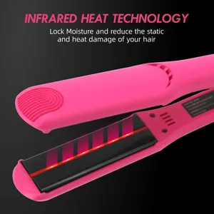 2 In 1 Custom Flat Irons Titanium Flat Irons Hair Straightener Profesional Portable Infrared Hair Straightener