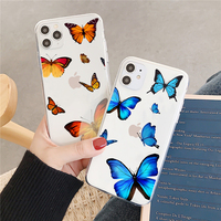 Coque de téléphone antichoc en TPU souple imprimé de fleurs de papillon clair pour iPhone 13 PRO MAX 17 AIR