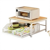 Support de four à micro-ondes à double niveau, non pliable, pour comptoir, avec dissipation de chaleur, étagère de rangement en métal robuste pour la cuisine